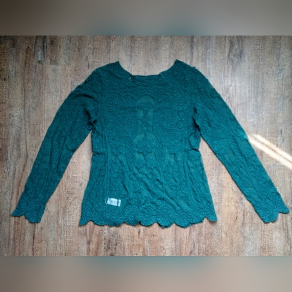 Maurices Teal Lace Long Sleeve Top Size XL - Picture 3 of 5